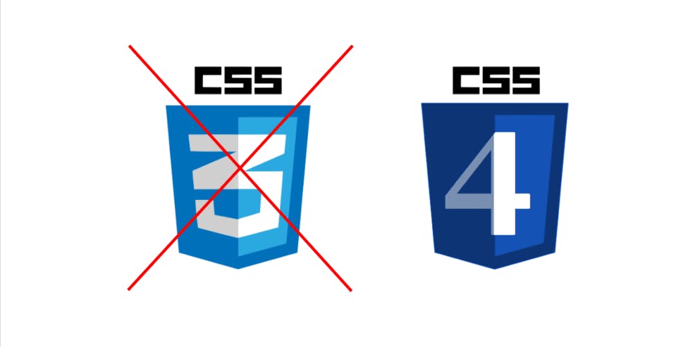 El logo de CSS 3 tachado y el nuevo de CSS4 aparece