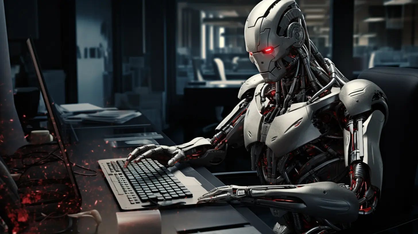 Ultron programando en una computadora